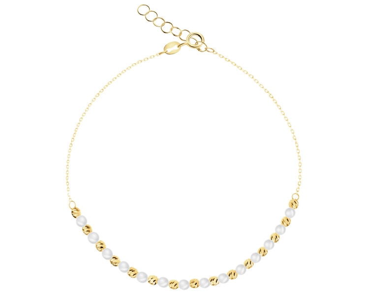 Złota bransoletka z perłami - kulki