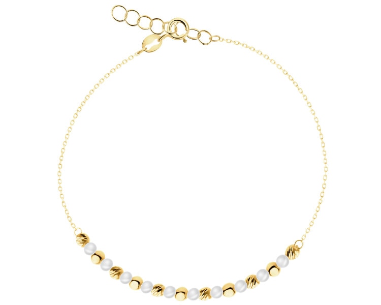 Zlatý náramek s perlami - kuličky