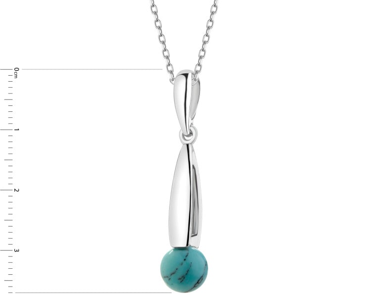 Rhodium Plated Silver Pendant with Synthetic Turquoise
