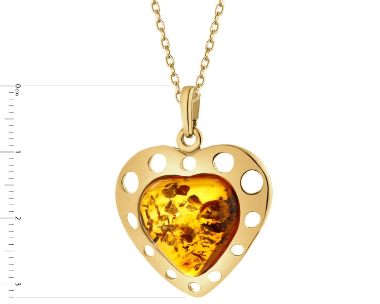 Gold-Plated Silver Pendant with Amber