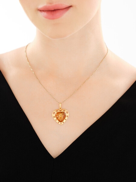 Gold-Plated Silver Pendant with Amber