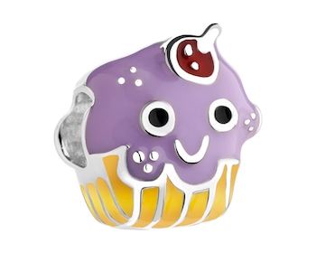 Stříbrný dětský přívěsek se smaltem - muffin