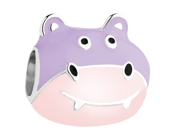 Stříbrný dětský přívěsek Beads se smaltem - hroch