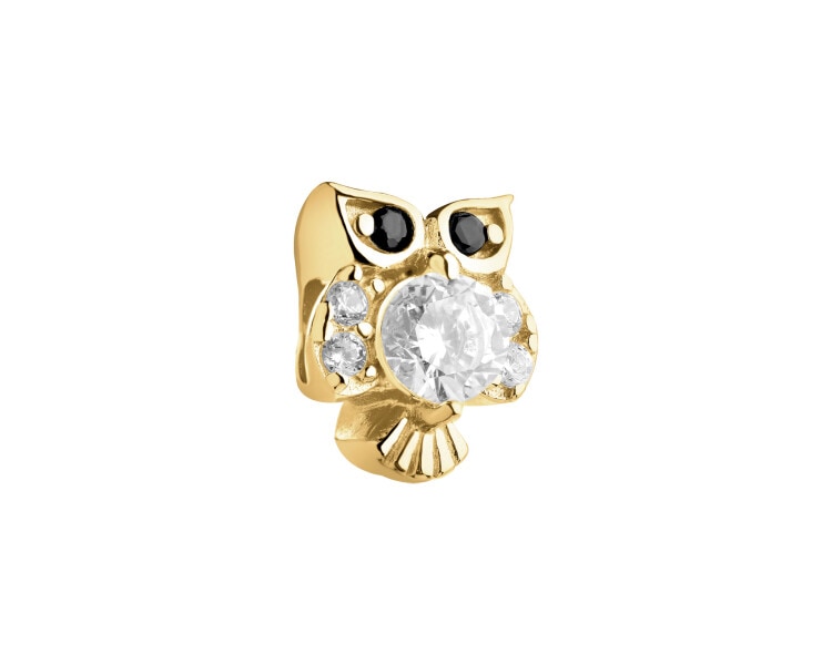 Gold-Plated Silver Beads For Kids Pendant with Cubic Zirconia