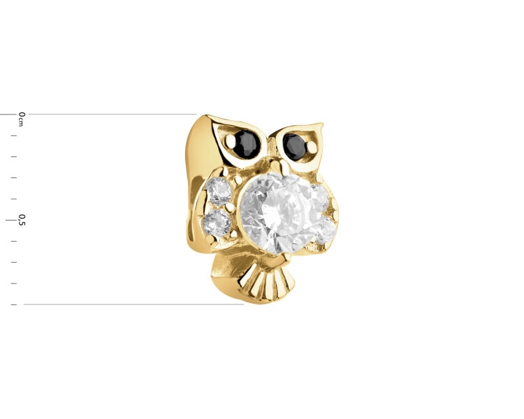 Gold-Plated Silver Beads For Kids Pendant with Cubic Zirconia