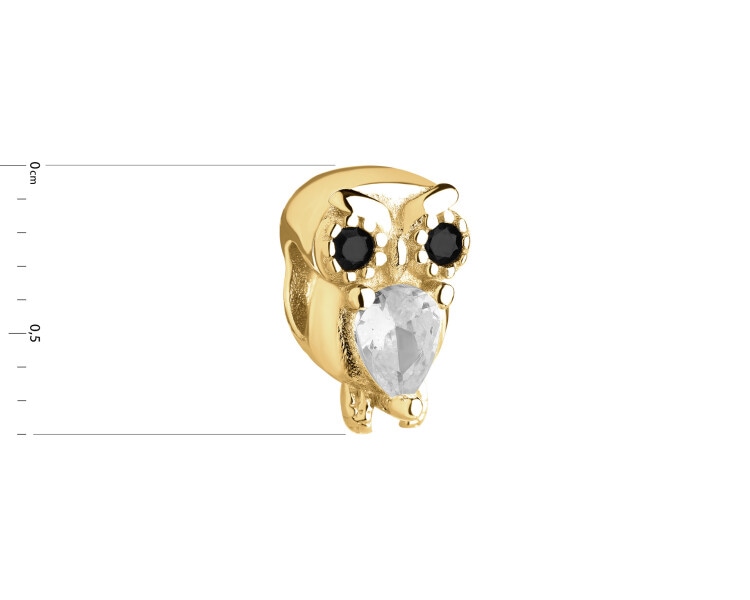 Gold-Plated Silver Beads For Kids Pendant with Cubic Zirconia