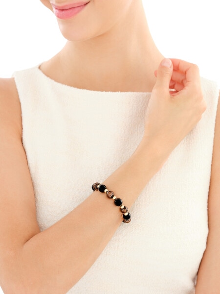 Pozlacený náramek z mosazi s acháty