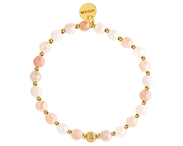 Gold-Plated Brass Bracelet with Calcite