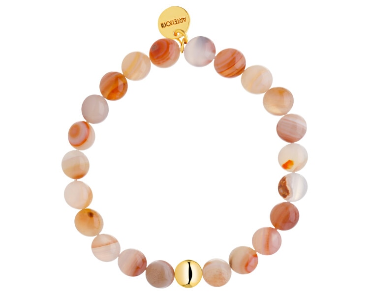 Pozlacený náramek z mosazi s acháty