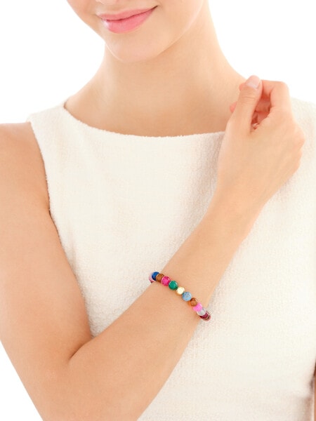 Gold-Plated Brass Bracelet with Agate