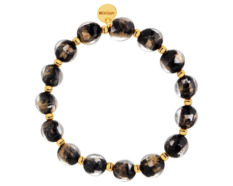 Bransoletka z mosiądzu pozłacana ze szklanymi detalami