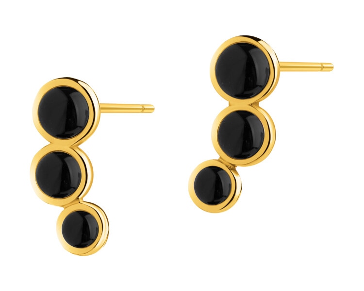 Kolczyki z mosiądzu pozłacane z agatami