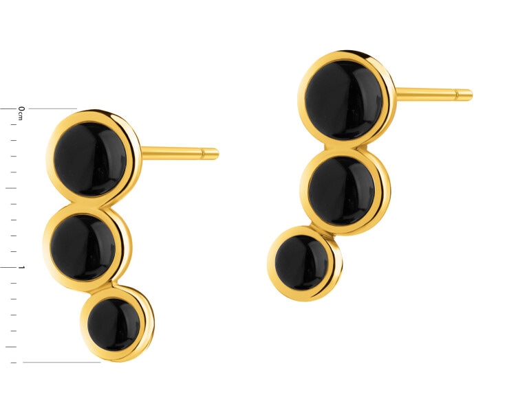 Kolczyki z mosiądzu pozłacane z agatami