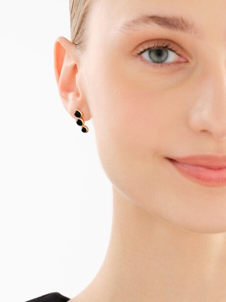 Kolczyki z mosiądzu pozłacane z agatami