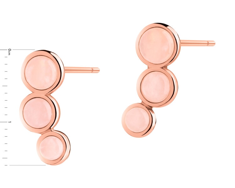 Gold-Plated Brass, Gold-Plated Silver Earrings with Quartz