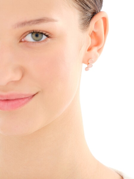 Gold-Plated Brass, Gold-Plated Silver Earrings with Quartz