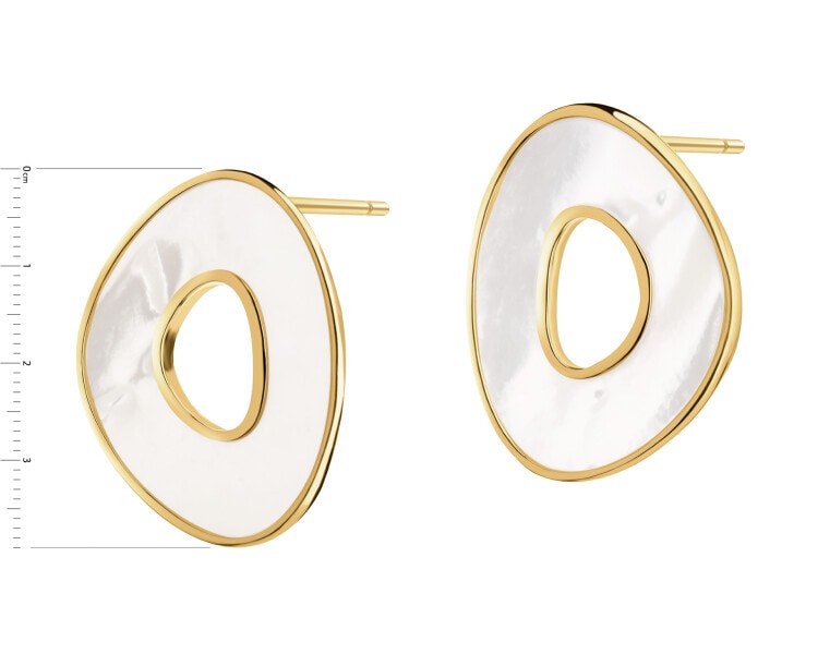 Gold-Plated Brass, Gold-Plated Silver Earrings with Mother Of Pearl