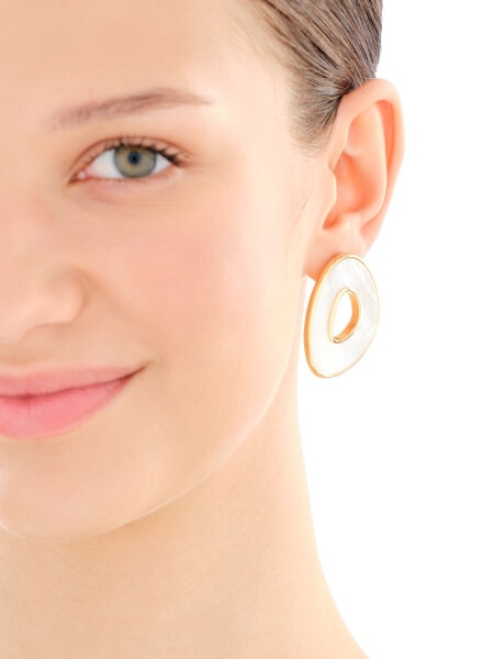 Gold-Plated Brass, Gold-Plated Silver Earrings with Mother Of Pearl