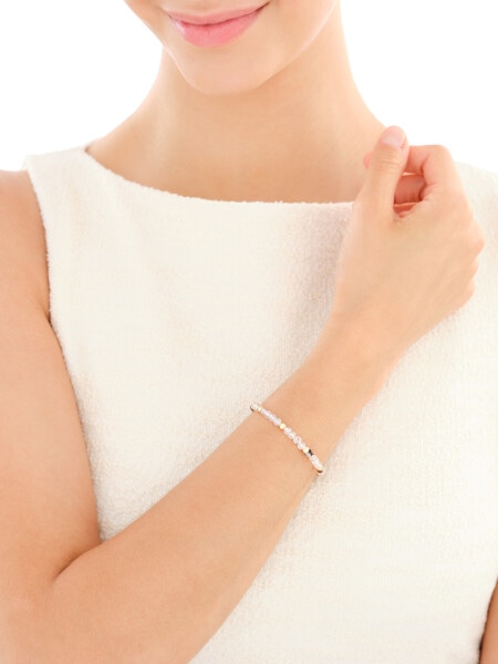 Bransoletka z mosiądzu pozłacana z agatami