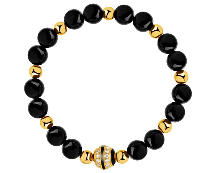 Pozlacený náramek z mosazi s acháty