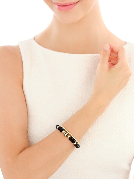 Pozlacený náramek z mosazi s acháty