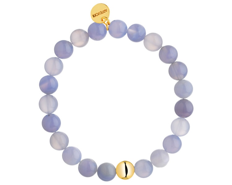 Bransoletka z mosiądzu pozłacana z agatami