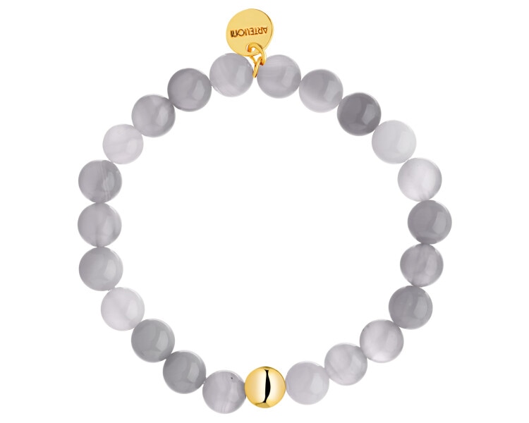 Pozlacený náramek z mosazi s acháty