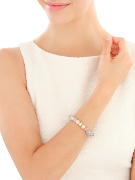 Pozlacený náramek z mosazi s acháty