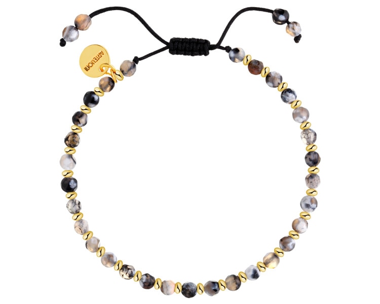 Pozlacený náramek z mosazi s acháty