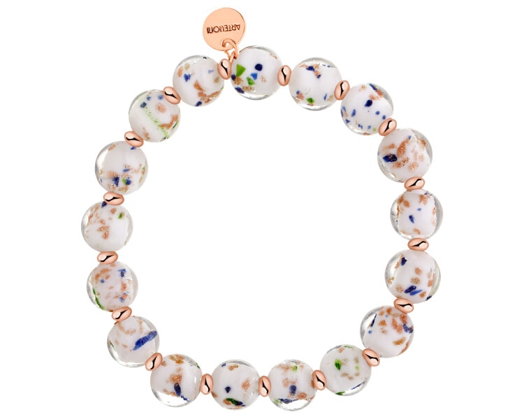 Pozlacený náramek z mosazi se skleněnými detaily