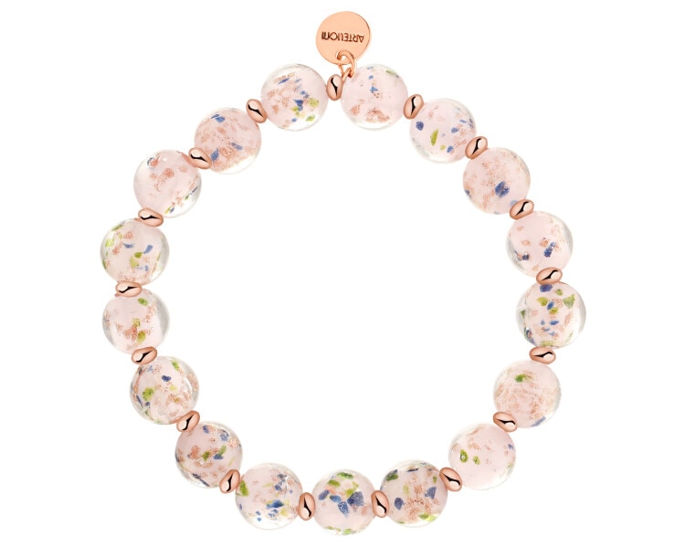 Bransoletka z mosiądzu pozłacana ze szklanymi detalami