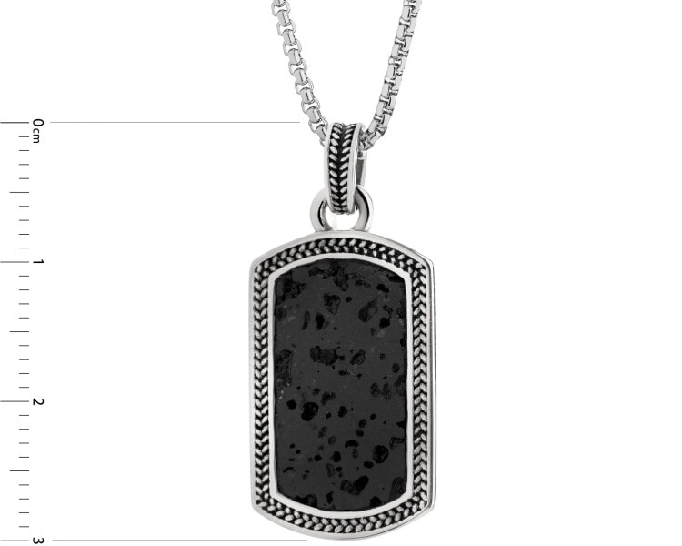 Stainless Steel Necklace with Volcanic Rock