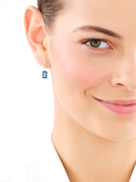 14 K Rhodium-Plated Yellow Gold Dangling Earring - fineness 14 K