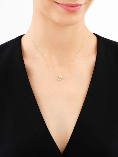 9 K Rhodium-Plated Yellow Gold Necklace  - fineness 9 K