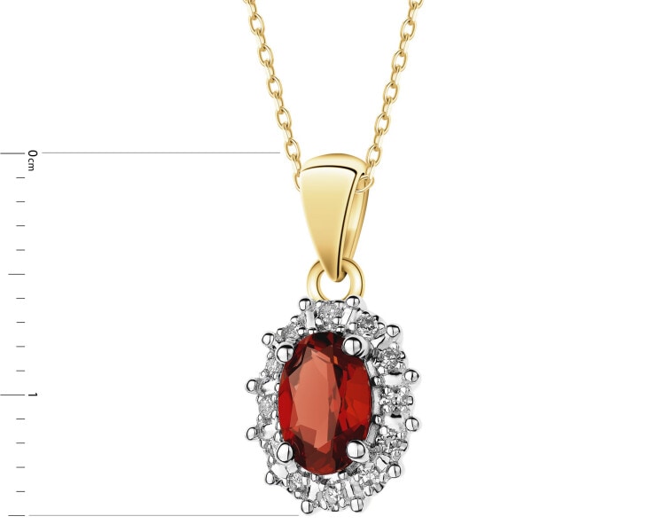 Zlatý přívěsek s diamantem a granátem - ryzost 585