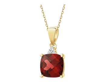 Zlatý přívěsek s diamanty a granátem - ryzost 585