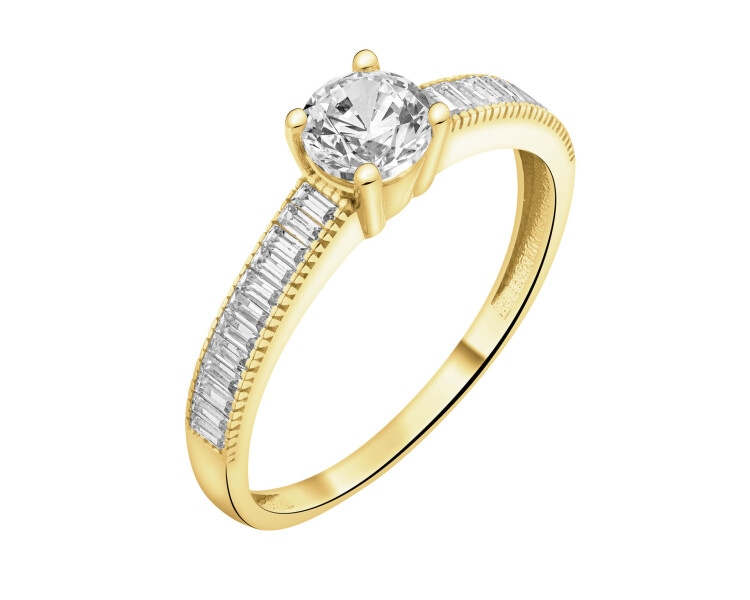 Złoty pierścionek z cyrkoniami