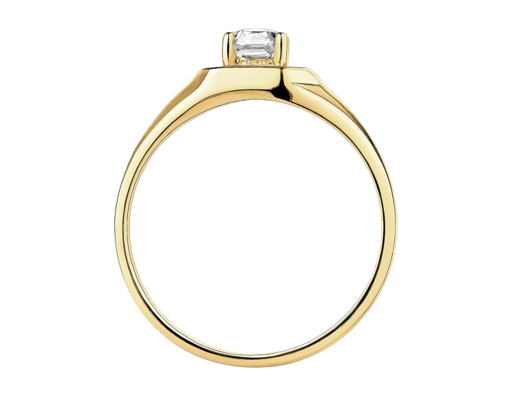 Złoty pierścionek z cyrkonią - sygnet