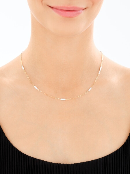 9 K Rhodium-Plated Yellow Gold Necklace