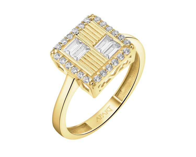 Złoty pierścionek z cyrkoniami