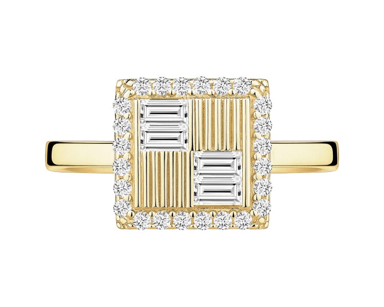 Złoty pierścionek z cyrkoniami