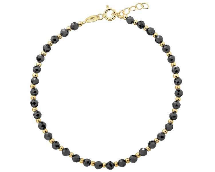 8 K Yellow Gold Bracelet with Synthetic Onyx