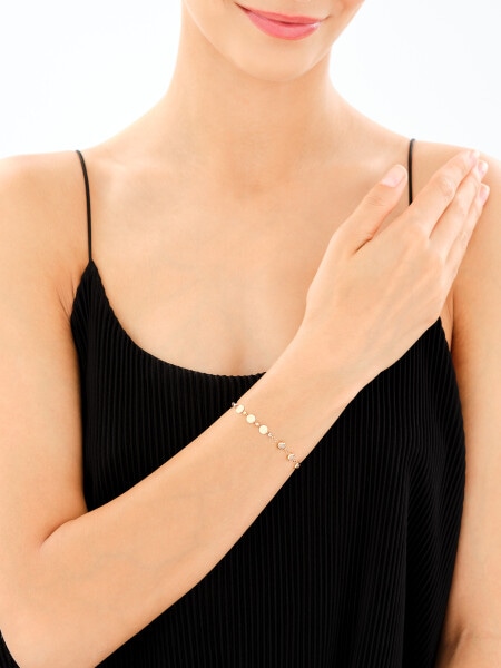 14 K Yellow, Rose & Rhodium Plated White Gold Bracelet with Cubic Zirconia