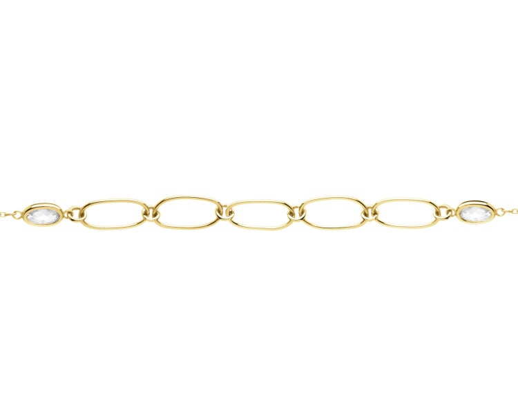 8 K Yellow Gold Bracelet with Cubic Zirconia