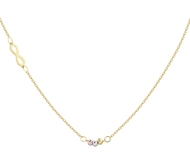 9 K Yellow, Rose & Rhodium Plated White Gold Necklace 