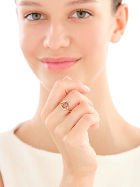 8 K Yellow Gold Ring with Cubic Zirconia