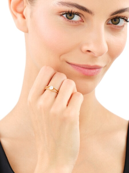 14 K Yellow Gold Ring with Cubic Zirconia