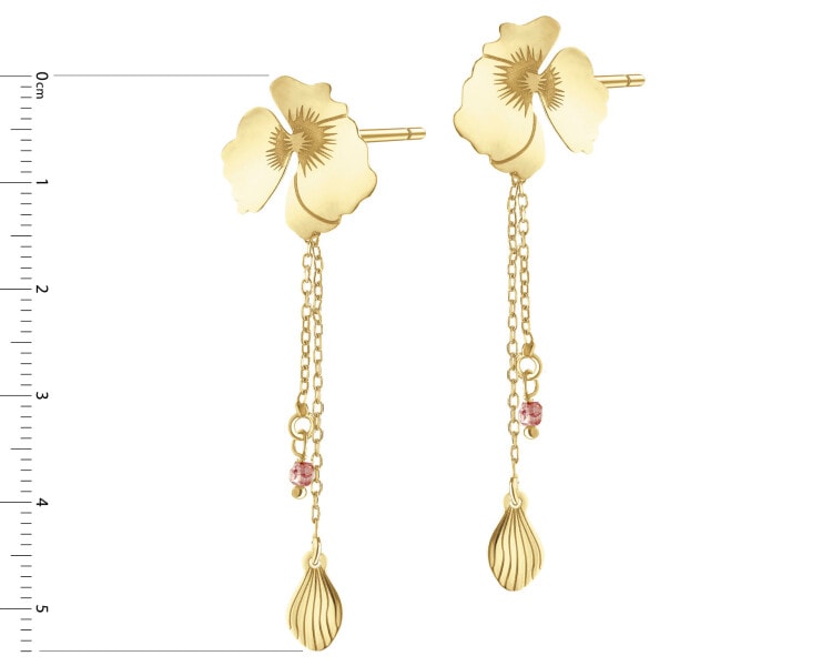 Gold-Plated Silver Dangling Earring with Cubic Zirconia