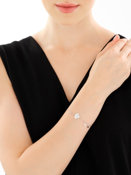 Bransoletka srebrna z cyrkonią - piesek, łapka, serce