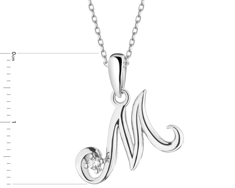 Rhodium Plated Silver Pendant with Cubic Zirconia